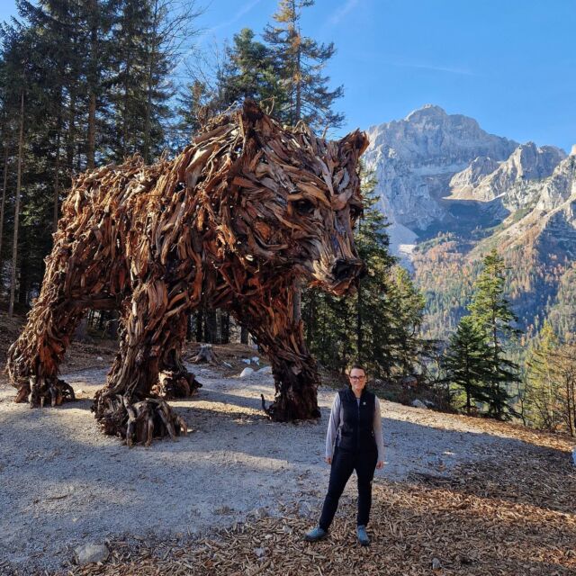 Orso del Pradel 

Eccolo qui, sfondo Dolomiti del Brenta. 
Si erge maestoso, costruito con 2.000 radici di larice recuperate dalle zone colpite dalla tempesta Vaia. Realizzato dall'artista @martalar_scultore , che ha costruito anche il drago, la lupa, il cervo, l'aquila!!! 

Noi abbiamo scelto di fare 
un giro ad anello

🏃‍♂️Salita da Andalo località Valbiole

🏃‍♂️‍➡️Discesa per Pradel, seguendo parte del sentiero Sciury, dove si incontrano giochi per bambini, un parco avventura e delle installazioni di legno. 

Il mese di novembre è ottimo per colori, poca gente, gli impianti da Molveno sono chiusi, ma chiuse anche tutte le malghe e i punti ristoro. 

Poco male, un pranzo al sacco al sole, vista lago di Molveno, è un ottima soluzione!!
.
.
#orsodelpradel #dolomitidelbrenta #lagodimolveno #andalo #mountain #scultura #legno #tempestavaia #vaia
